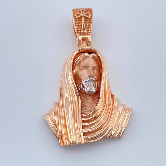 Dije Rostro Cristo 9.55gr / 1 1/2 in / Dos Oros Blanco Rosa 18K $
