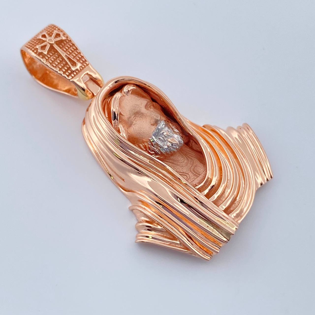 Dije Rostro Cristo 9.55gr / 1 1/2 in / Dos Oros Blanco Rosa 18K $