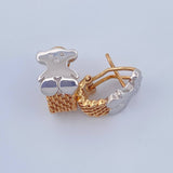 Candongas Oso TS 4.6gr / 1/2 in / Dos Oros Amarillo Blanco 18K &