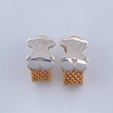 Candongas Oso TS 4.6gr / 1/2 in / Dos Oros Amarillo Blanco 18K &