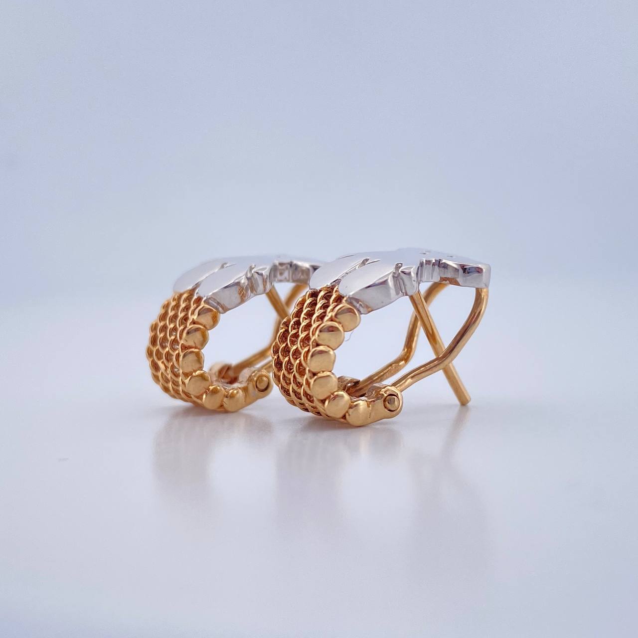 Candongas Oso TS 4.6gr / 1/2 in / Dos Oros Amarillo Blanco 18K &