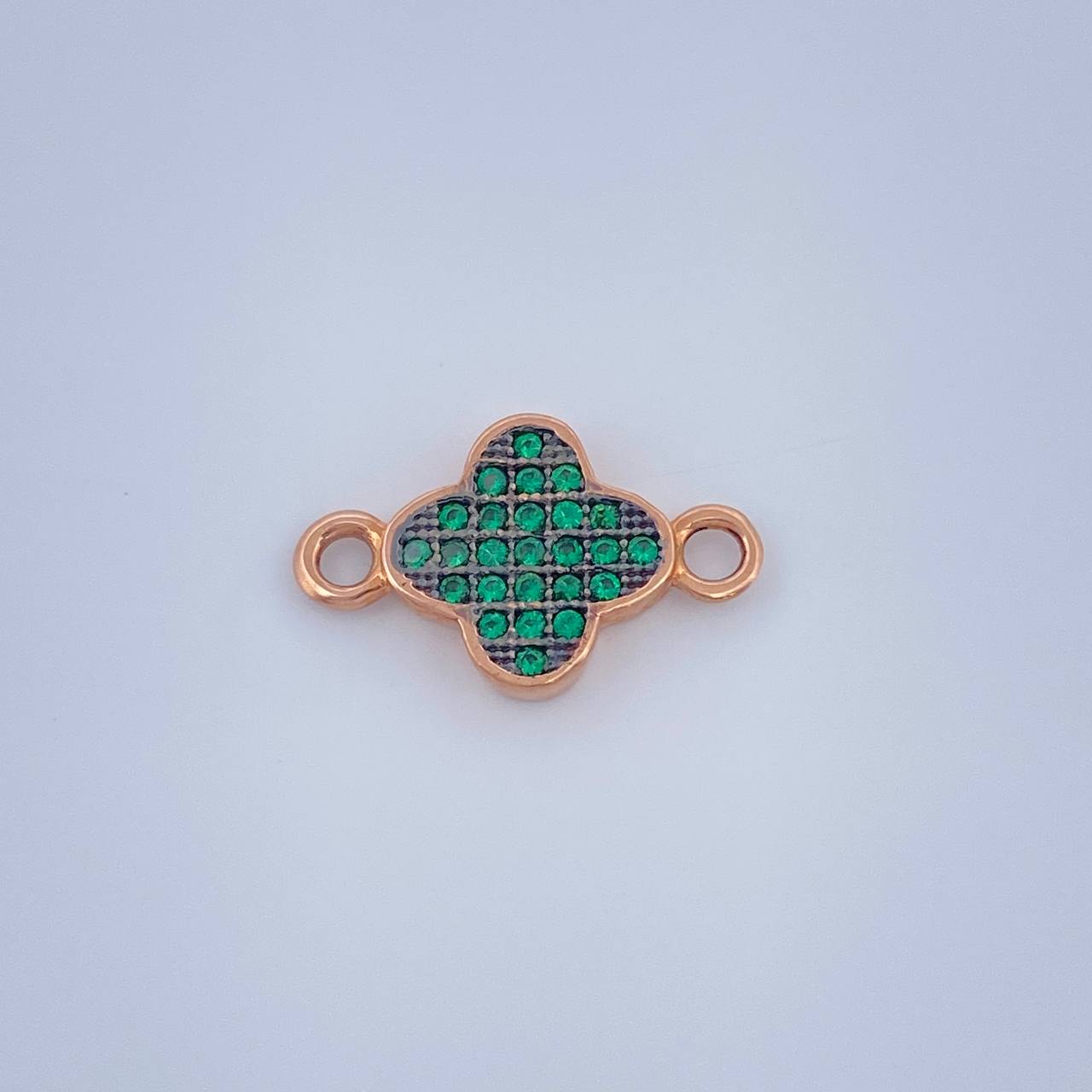 Herraje Trebol 0.75gr / 1/2 in / Dos Oros Rosa Negro 18K &