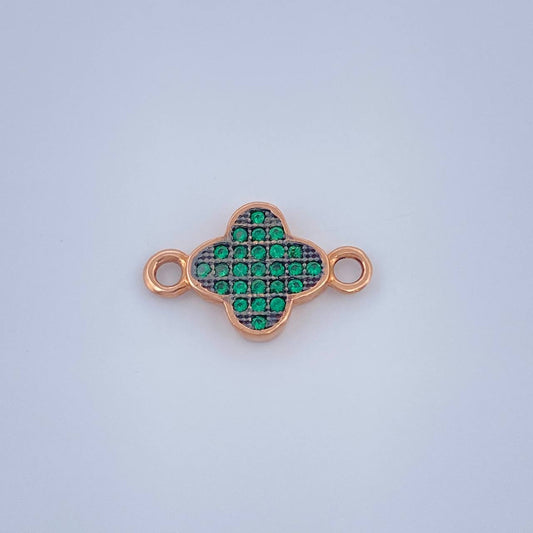 Herraje Trebol 0.75gr / 1/2 in / Dos Oros Rosa Negro 18K &