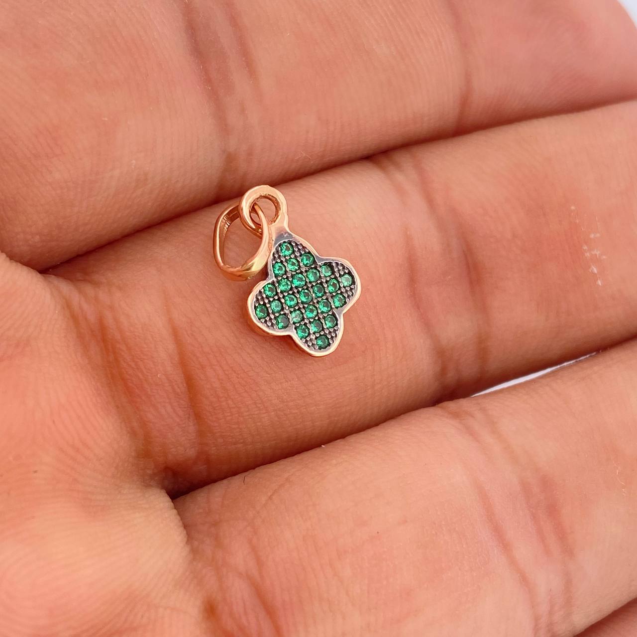 Dije Trebol 0.95gr / 1/2 in / Dos Oros Rosa Negro 18K &