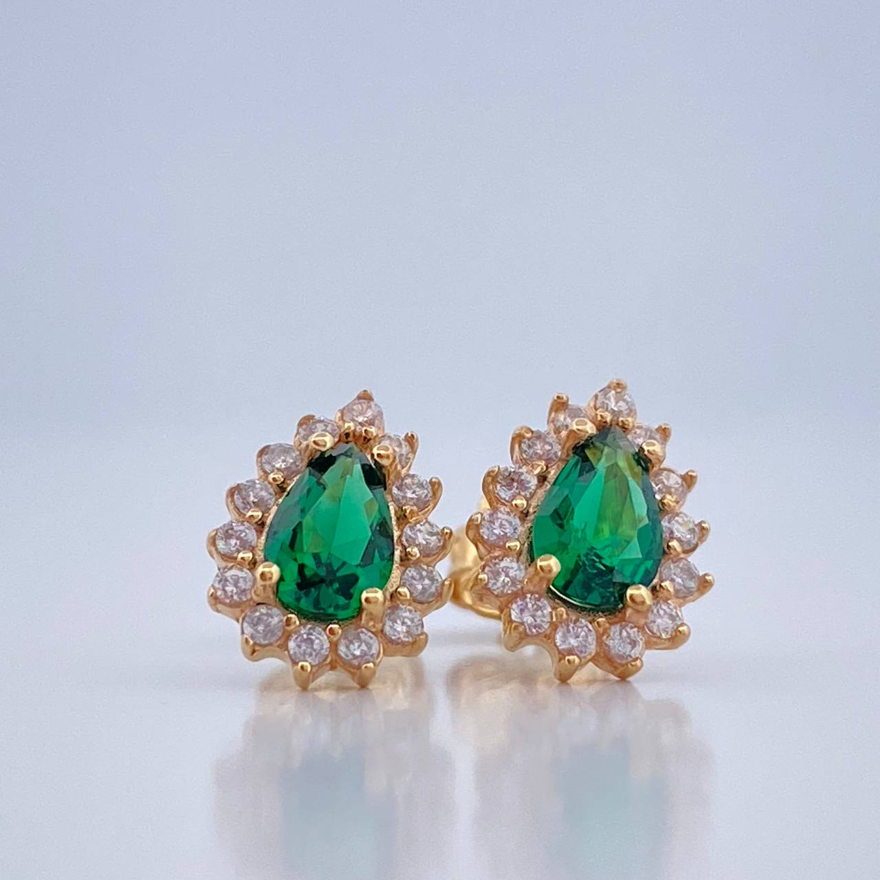 Stud Earrings Halo Drop 1.75gr / 18K Gold
