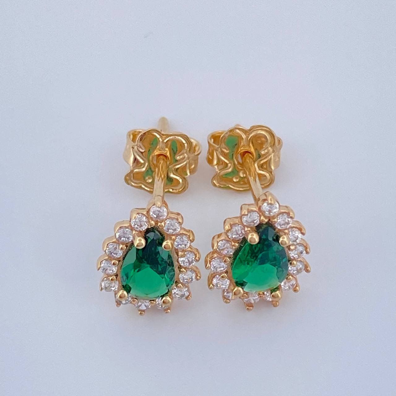 Stud Earrings Halo Drop 1.75gr / 18K Gold