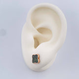Stud Earrings Clover 2gr / Two-tone Rose Black 18K &