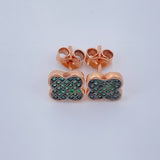 Stud Earrings Clover 2gr / Two-tone Rose Black 18K &