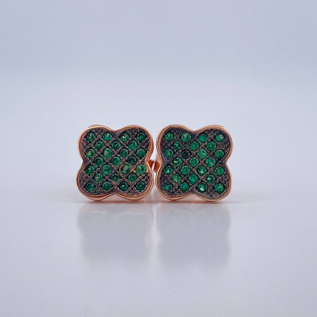 Stud Earrings Clover 2gr / Two-tone Rose Black 18K &