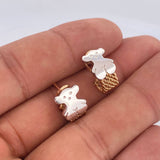 Candongas Oso TS 4.6gr / 1/2 in / Dos Oros Amarillo Blanco 18K &