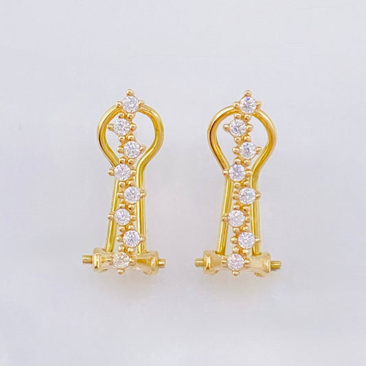 Omega Zig Zag Stud Earrings 2.6gr / 3/4 in / 18K Yellow Gold *