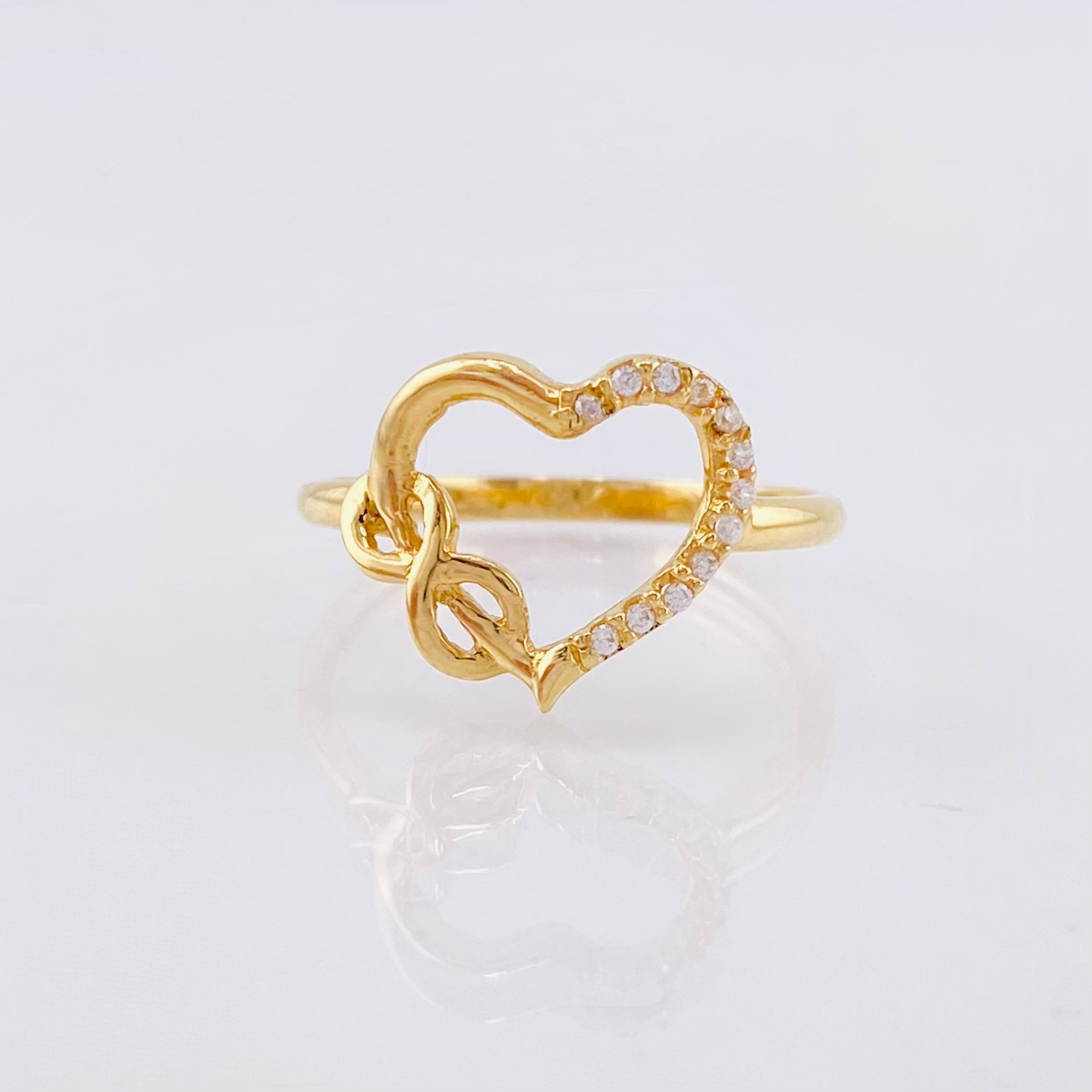 Infinity Silhouette Heart Ring 2.05gr / T7 / 18K Yellow Gold ©
