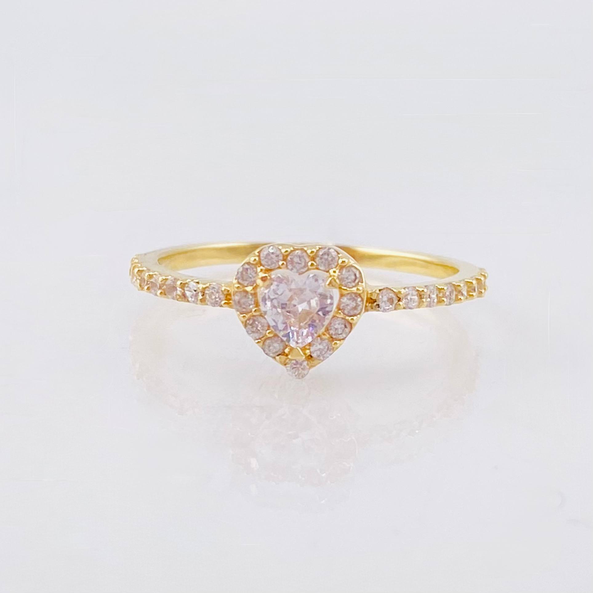 Heart Halo Ring 1.7gr / T7 / Yellow Gold 18K *