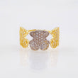 Anillo Oso Ts 3.3gr / T7 1/2 / Dos Oros Amarillo Blanco 18K *