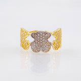 Anillo Oso Ts 3.3gr / T7 1/2 / Dos Oros Amarillo Blanco 18K *