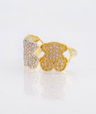 Anillo Oso Ts 3.3gr / T7 1/2 / Dos Oros Amarillo Blanco 18K *