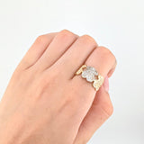Anillo Oso Ts 3.3gr / T7 1/2 / Dos Oros Amarillo Blanco 18K *