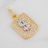 Pendant Plate Sign Weight 2.3g / 3/4 in Two Golds Yellow White 18K