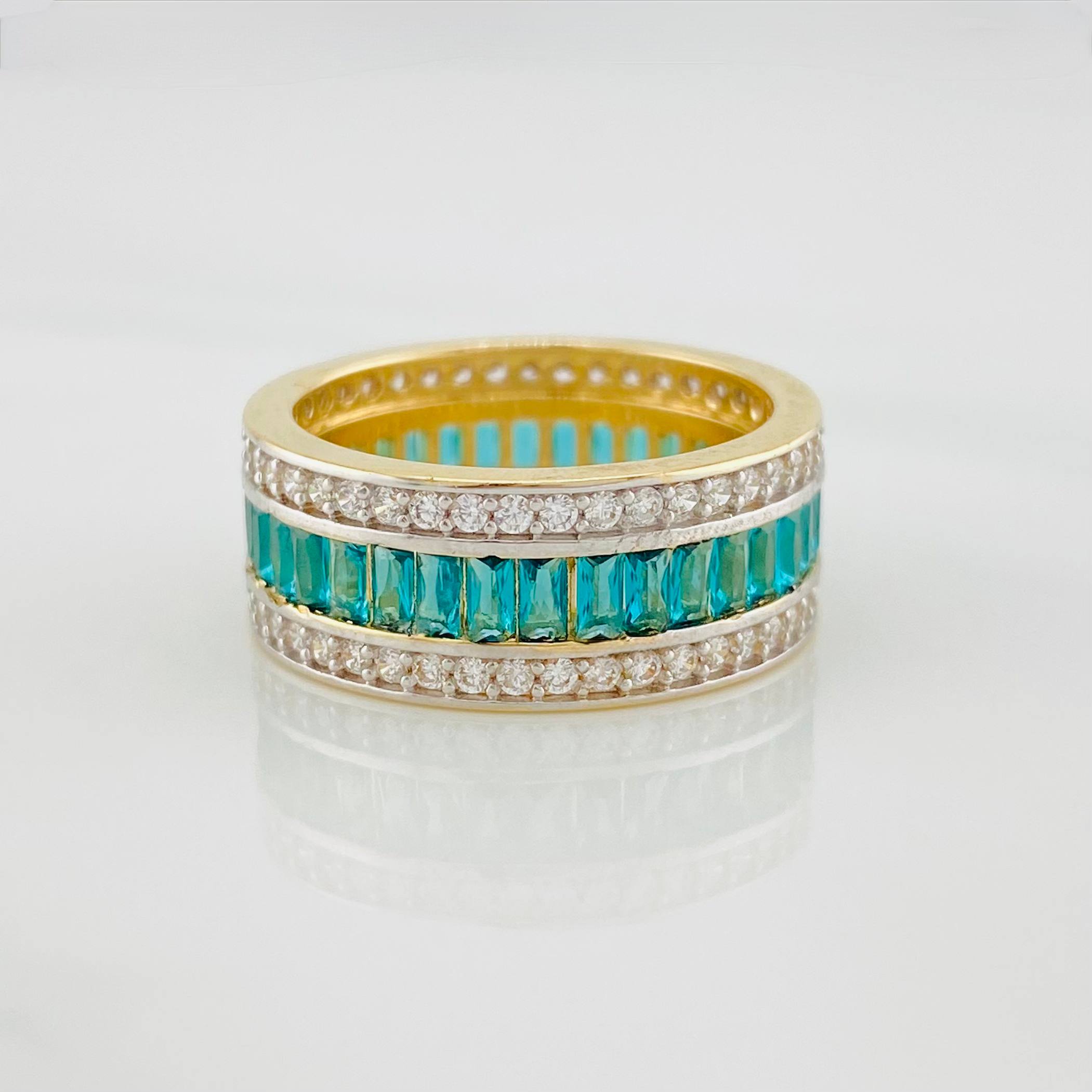 Anillo Carril Tupido 7.1g / T6 1/4 Dos Oros Amarillo Blanco 18K