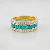 Anillo Carril Tupido 7.1g / T6 1/4 Dos Oros Amarillo Blanco 18K