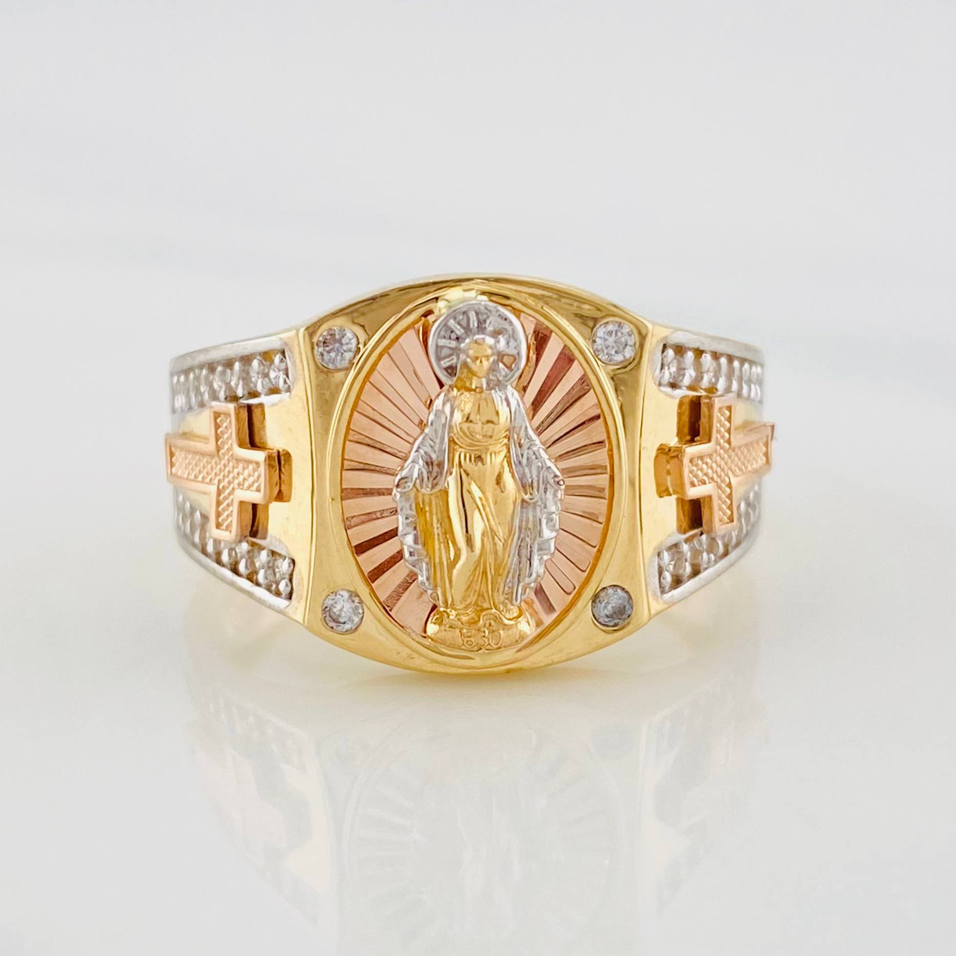 Anillo Virgen Milagrosa 6.1g / T10 1/4 Tres Oros 18K