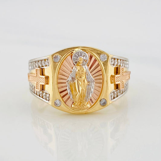 Miraculous Virgin Ring 6.1g / Size 10 1/4 Three Golds 18K