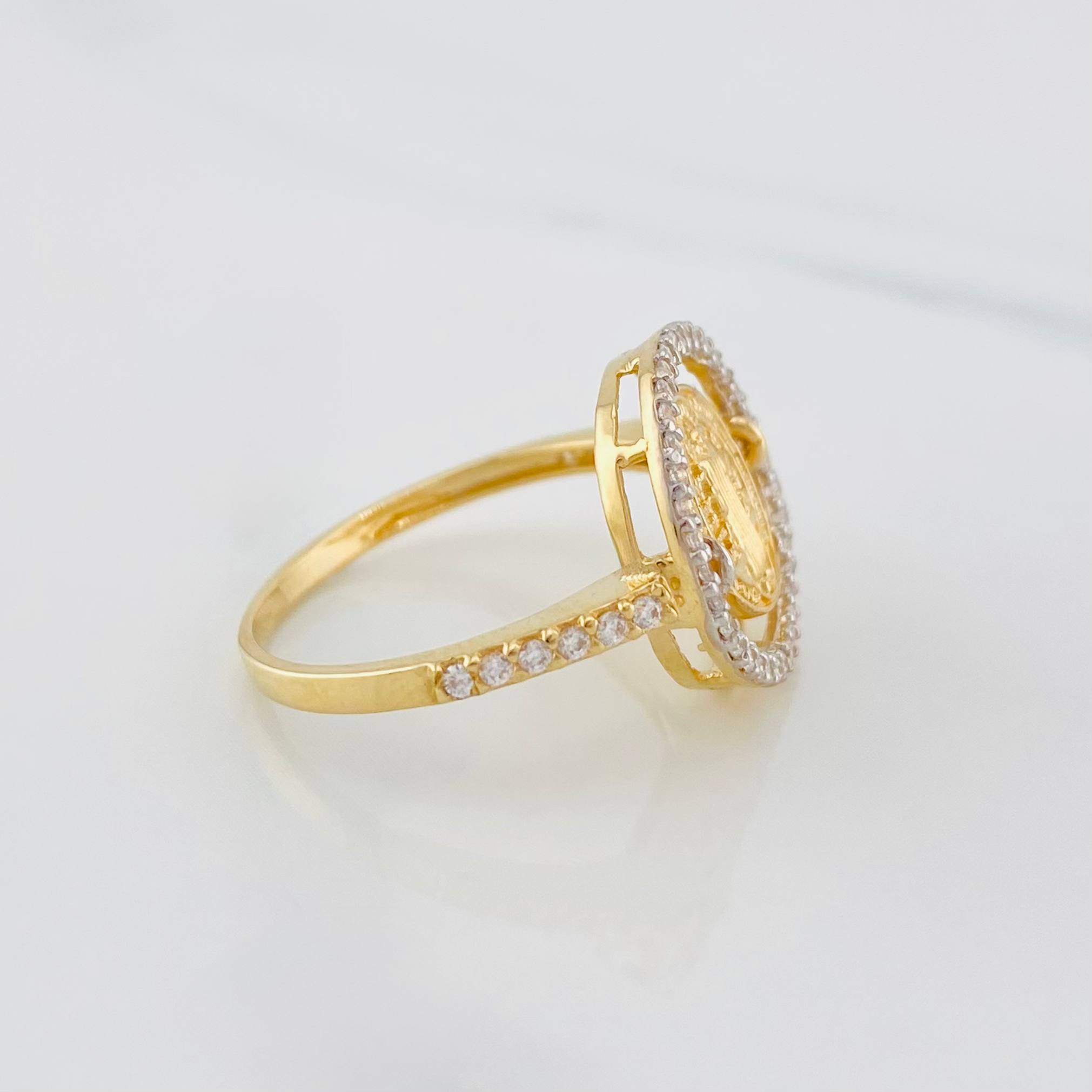 Anillo San Benito Móvil 3.5g / T7 3/4 Dos Oros Amarillo Blanco 18K