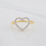 Anillo Silueta Corazón 1.45g / T6 1/4 Dos Oros Amarillo Blanco 18K