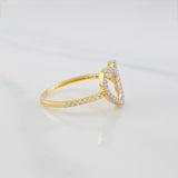 Anillo Silueta Corazón 1.45g / T6 1/4 Dos Oros Amarillo Blanco 18K