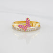 Anillo Doble Carril Mariposas 2.25g / T5 3/4 Dos Oros Amarillo Blanco 18K