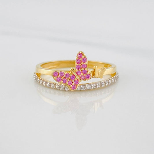 Double Rail Butterfly Ring 2.25g / Size 5 3/4 Two-Tone Yellow and White Gold 18K