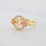 Anillo Circulo Flores 15´s 2.7g / T7 1/2 Tres Oros 18K