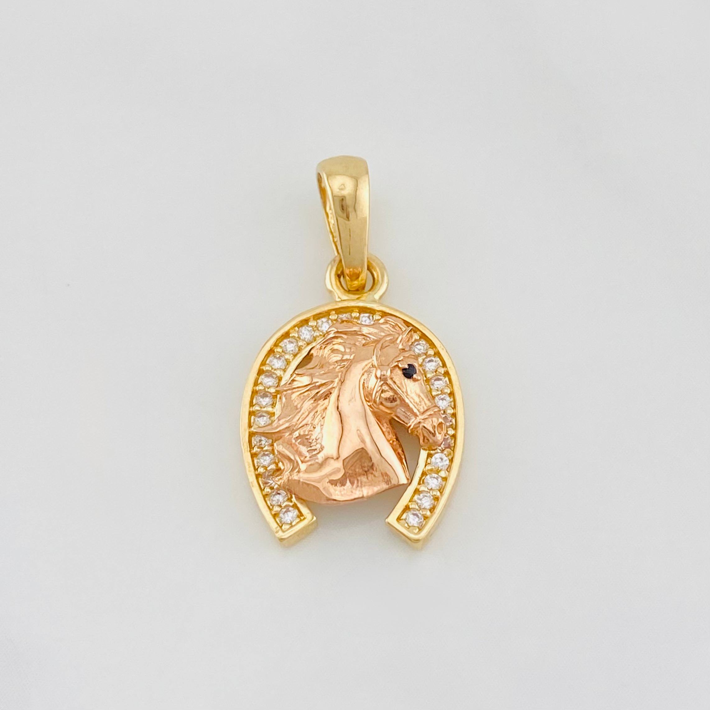 Dije Herradura Caballo 2.45g / 1 in Dos Oros Amarillo Rosa 18K