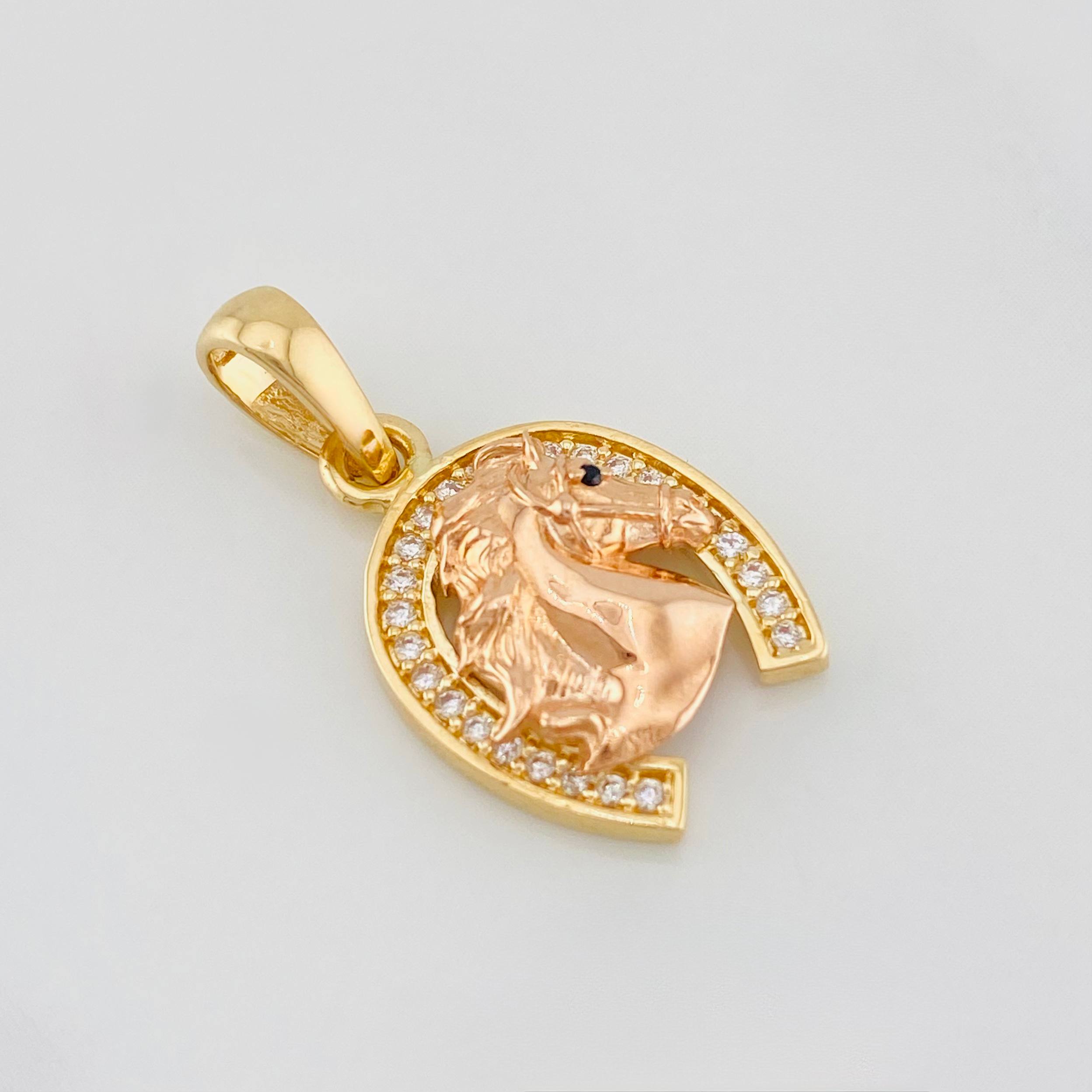 Dije Herradura Caballo 2.45g / 1 in Dos Oros Amarillo Rosa 18K