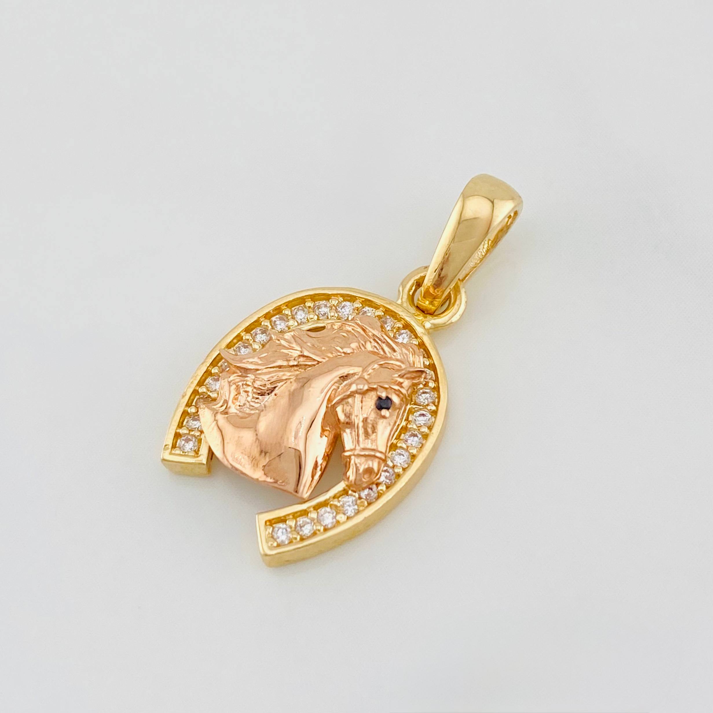 Dije Herradura Caballo 2.45g / 1 in Dos Oros Amarillo Rosa 18K