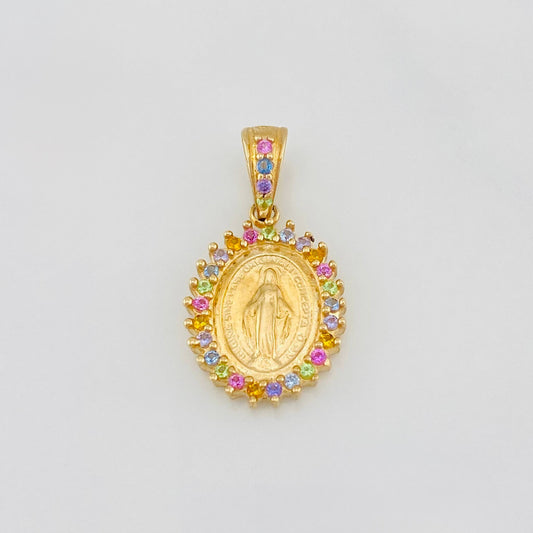 Pendant Miraculous Virgin 1.6g / 3/4 in Yellow Gold 18K