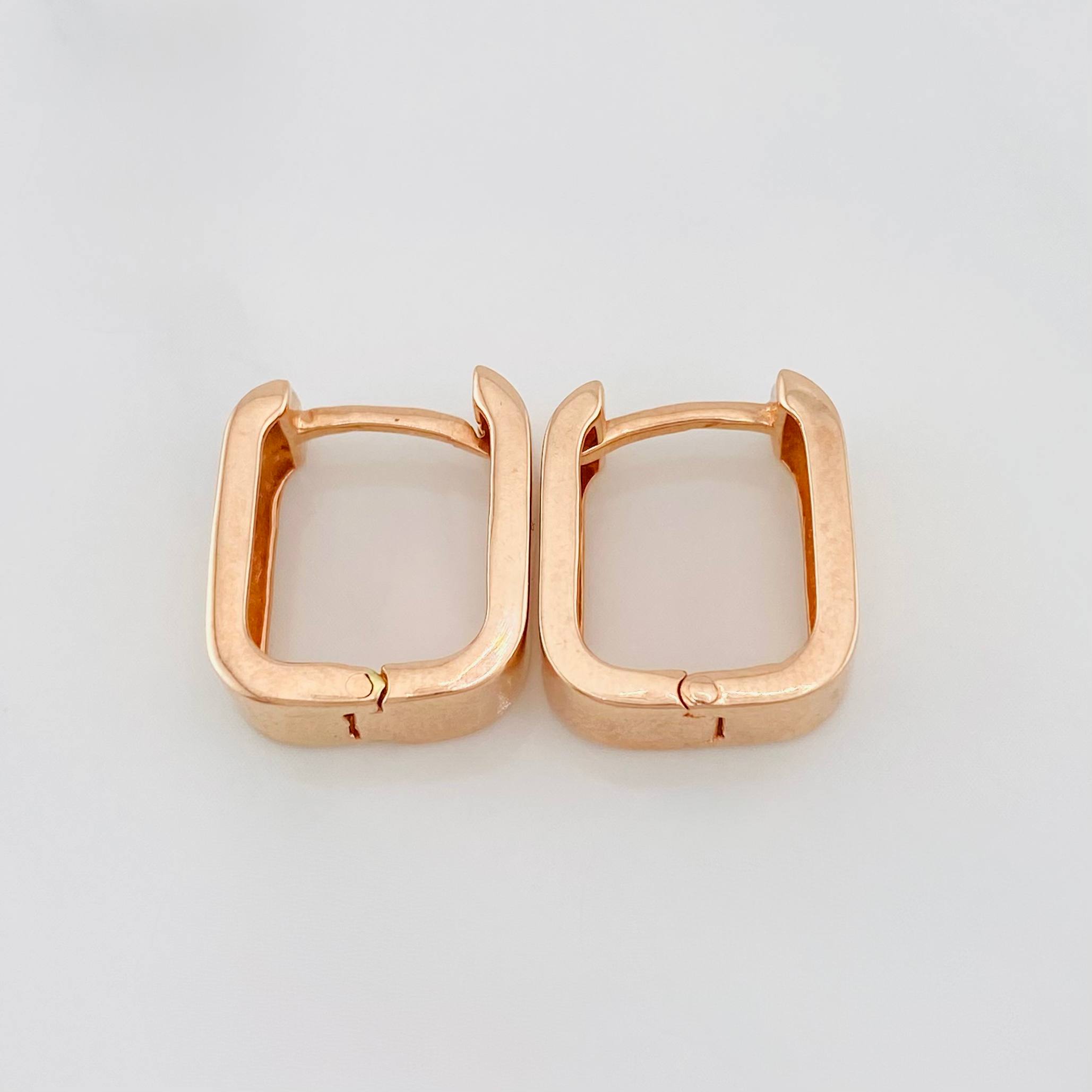 Candongas Cuadradas Lisas 6.3g / 1/2 in Oro Rosa 18K