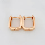 Candongas Cuadradas Lisas 6.3g / 1/2 in Oro Rosa 18K
