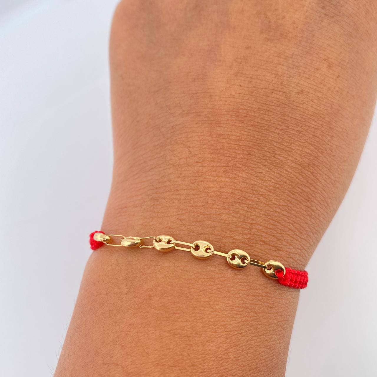 Pulsera Tejida Roja GC 0.45gr / 4mm Oro Amarillo 18K &