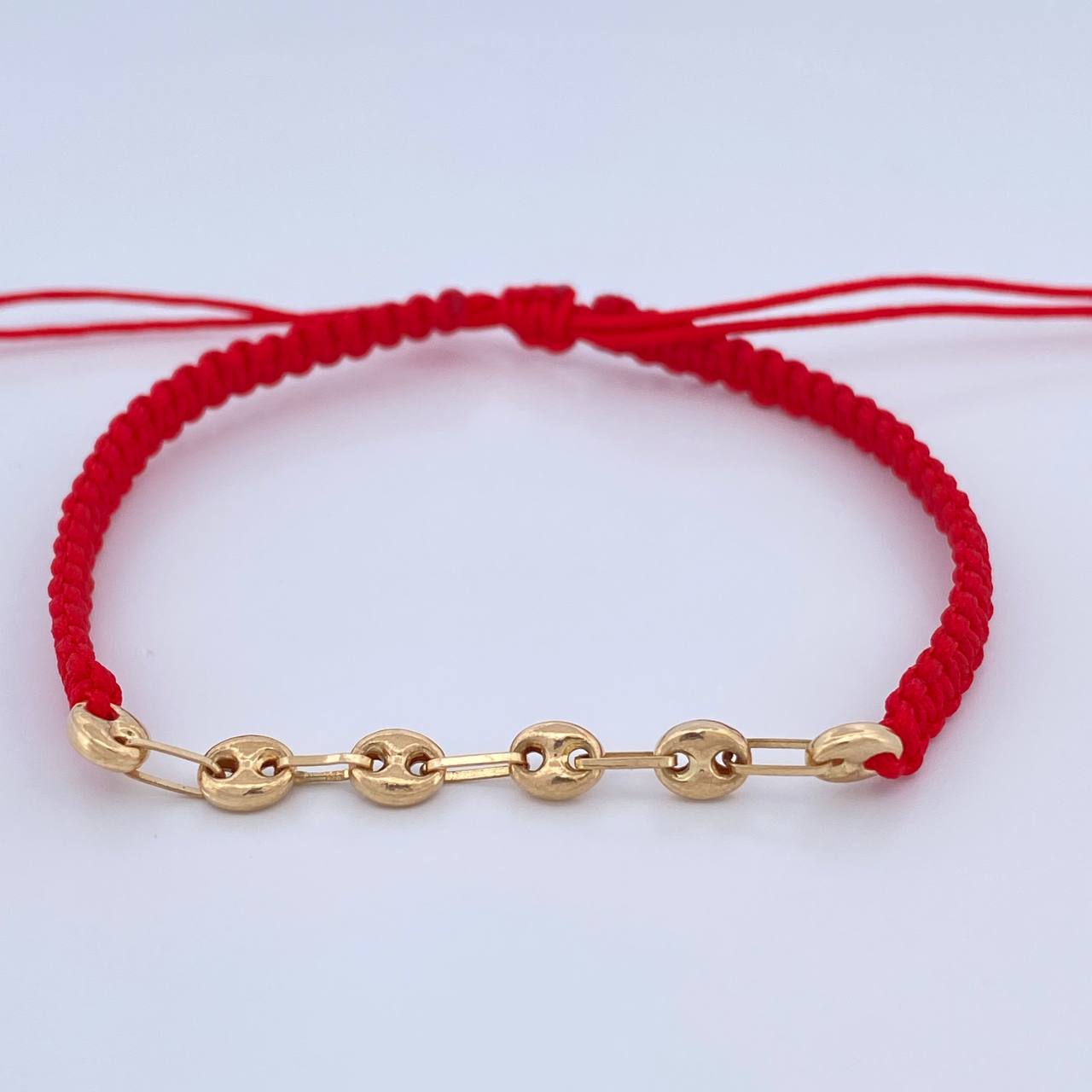 Pulsera Tejida Roja GC 0.45gr / 4mm Oro Amarillo 18K &