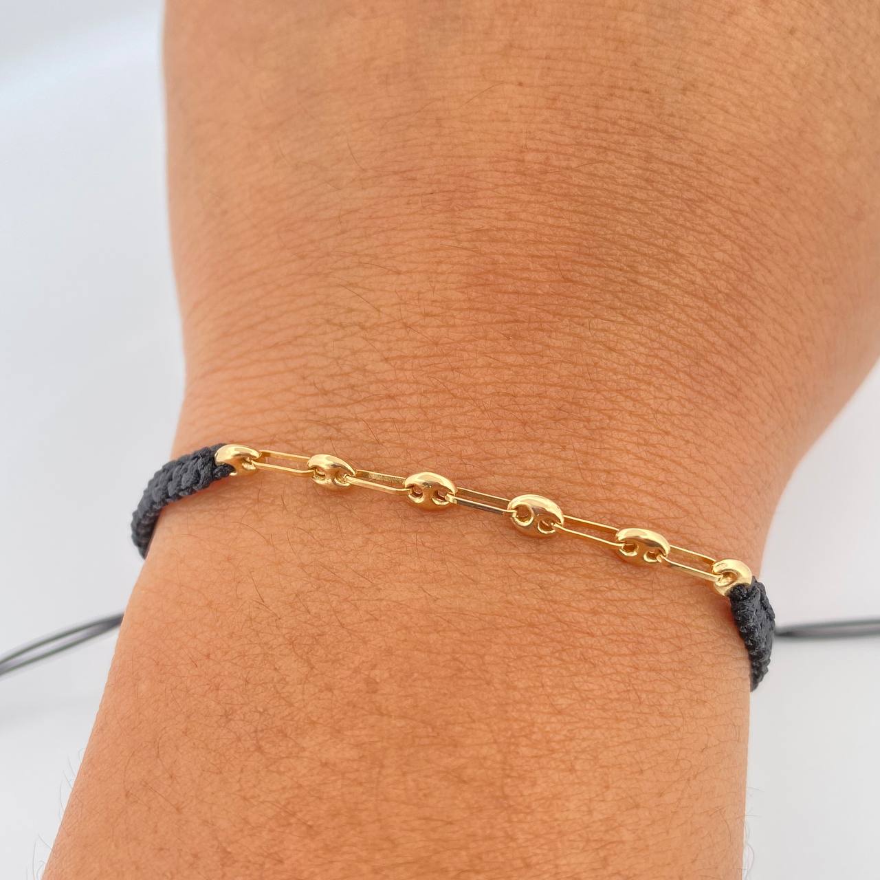 Pulsera Tejida Negra GC 0.4gr / 3.8mm Oro Amarillo 18K &
