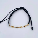 Pulsera Tejida Negra GC 0.6gr / 4mm Oro Amarillo 18K &
