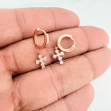 Candongas Redondas Cruz 3.15gr / 3/4 in / Oro Rosa 18K $