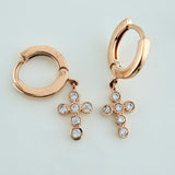 Candongas Redondas Cruz 3.15gr / 3/4 in / Oro Rosa 18K $