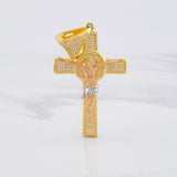 Pendant Cross of Christ Saint Benedict 11.55g / 2 1/2 in Three Golds 18K