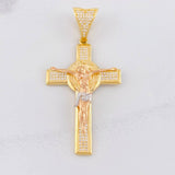 Pendant Cross of Christ Saint Benedict 11.55g / 2 1/2 in Three Golds 18K
