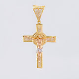 Pendant Cross of Christ Saint Benedict 11.55g / 2 1/2 in Three Golds 18K