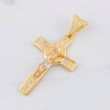 Pendant Cross of Christ Saint Benedict 11.55g / 2 1/2 in Three Golds 18K