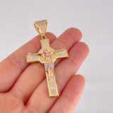 Pendant Cross of Christ Saint Benedict 11.55g / 2 1/2 in Three Golds 18K