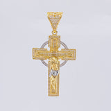 Dije Cruz Cristo 13.5g / 2 1/2 in Dos Oros Amarillo Blanco 18K